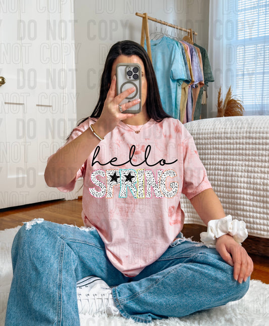 Hello Spring Dalmatian DTF Transfer
