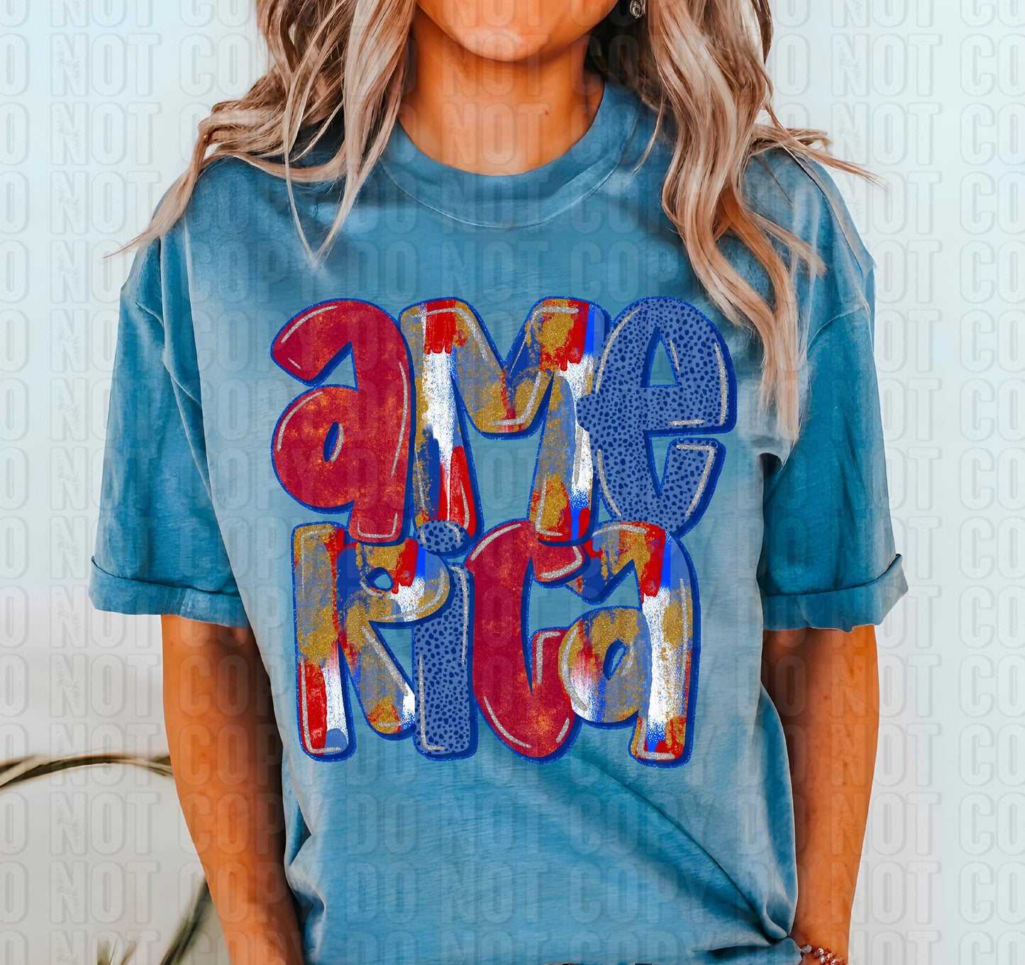 America Blow Up Letters Brushstroke DTF Transfer