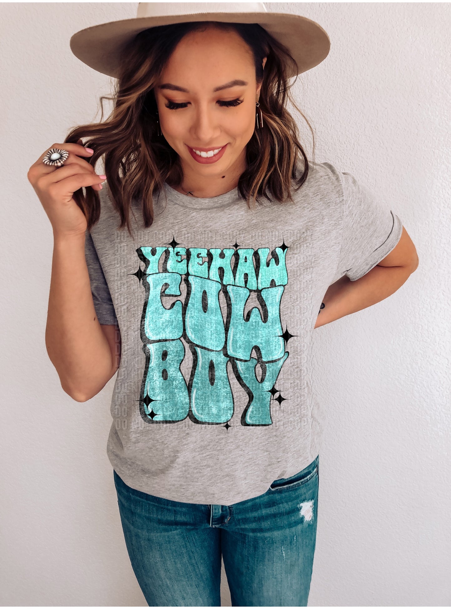 Yeehaw Cowboy Turquoise DTF Transfer