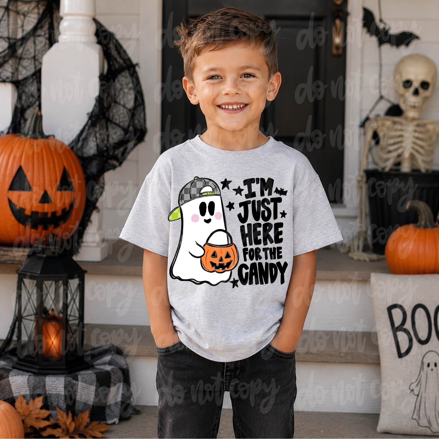 Just Here For The Candy Boy Ghost DTF Transfer