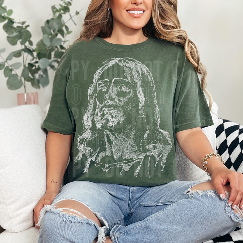 Jesus Sketch DTF Transfer