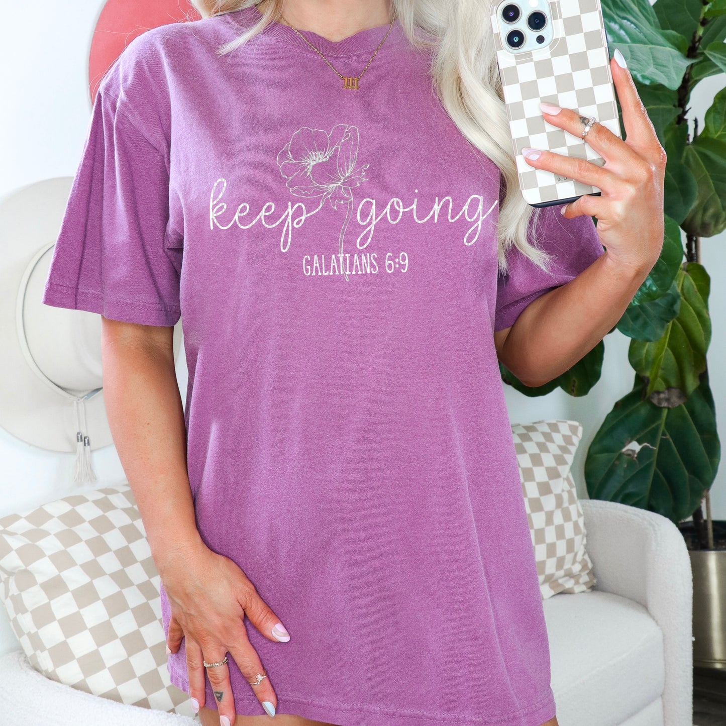 Keep Going White Font DTF Transfer