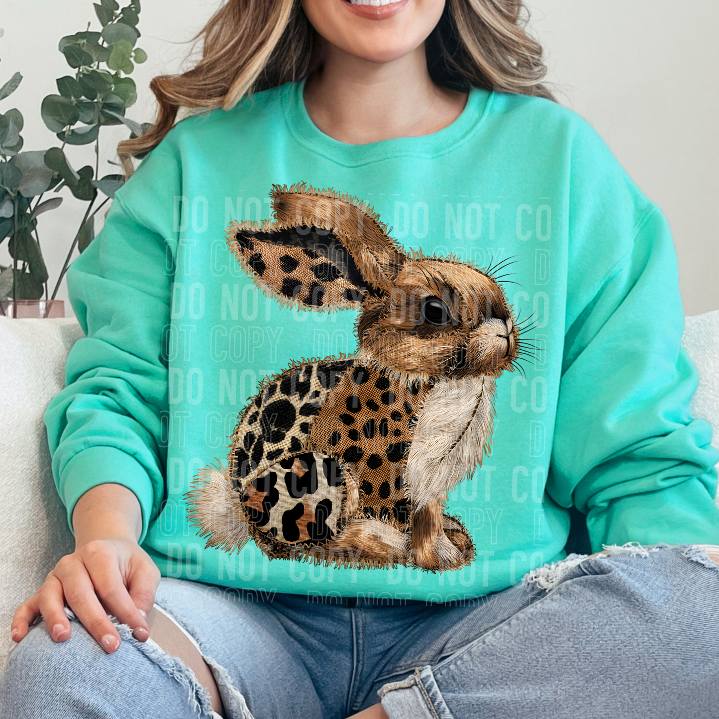 Leopard Bunny Patchwork Faux DTF Transfer