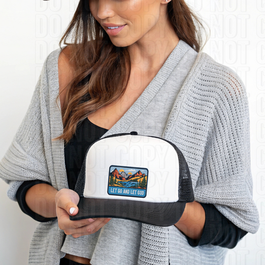 Let Go And Let God Hat Patch DTF Transfer