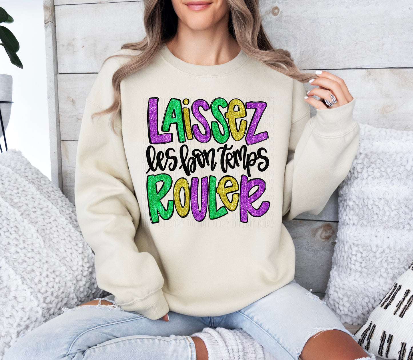 Laissez Les Bon Temps Rouler Glittery DTF Transfer