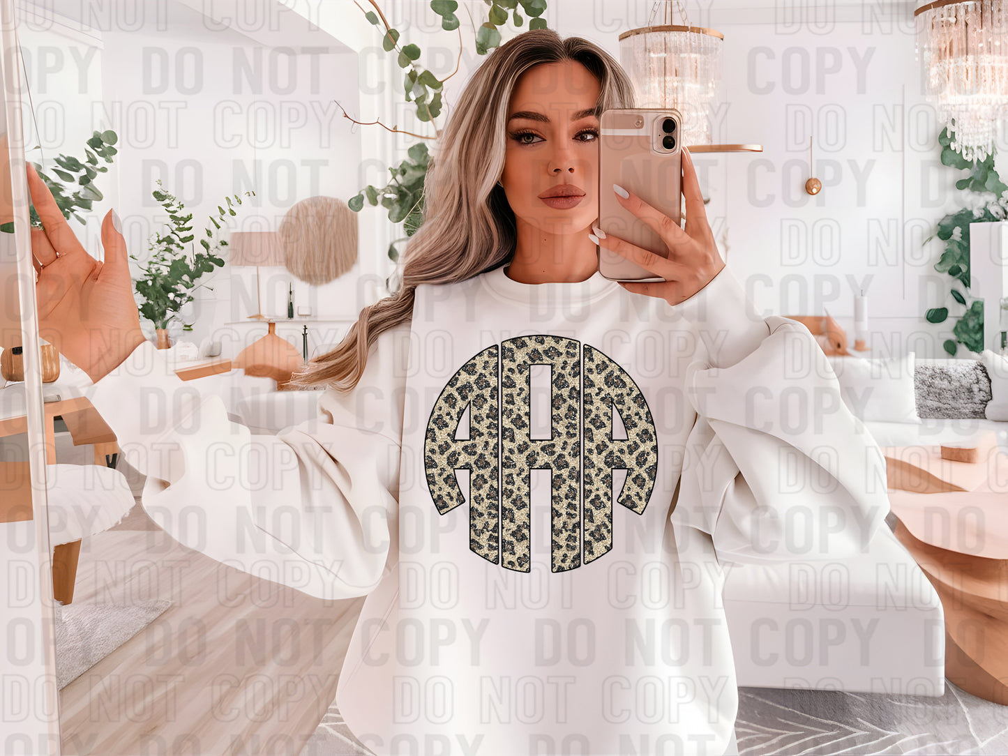 Leopard Glitter Monogram DTF Transfer