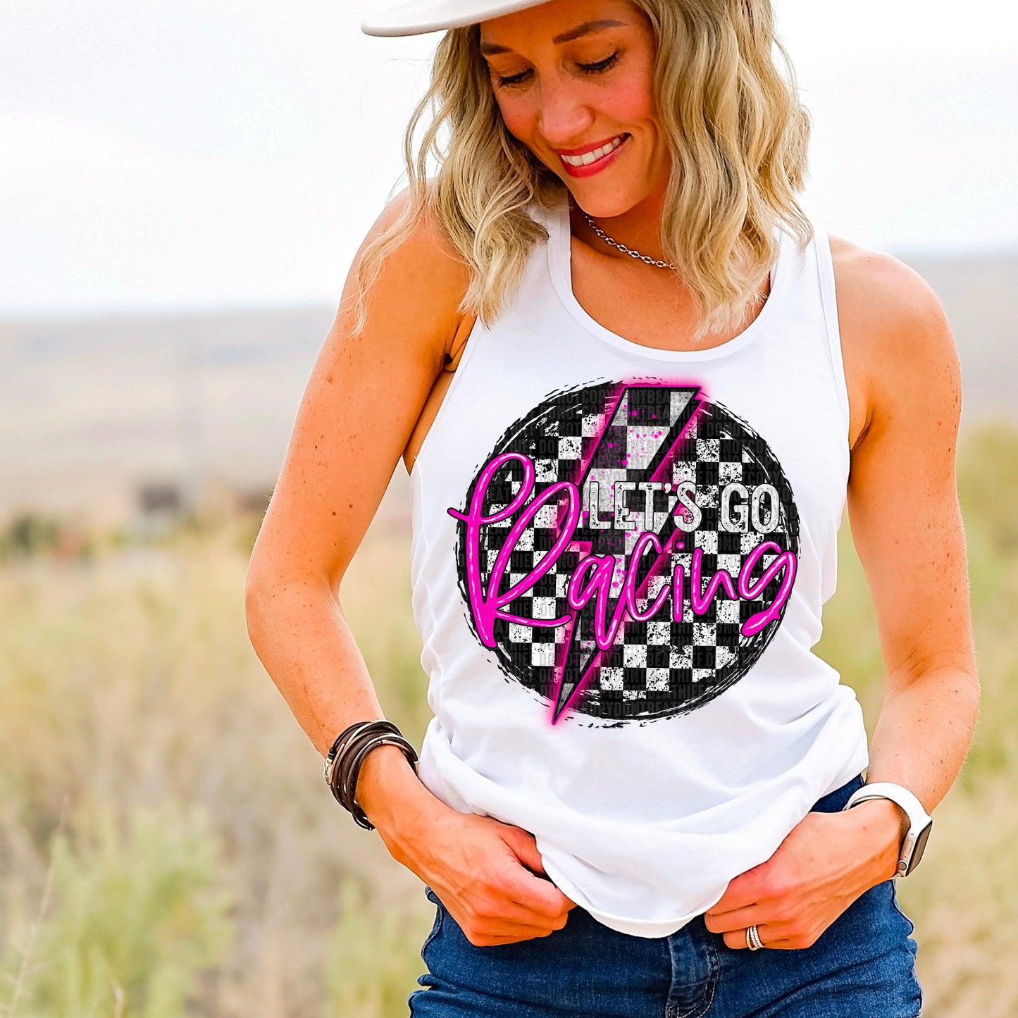 Let's Go Racing Pink DTF Transfer