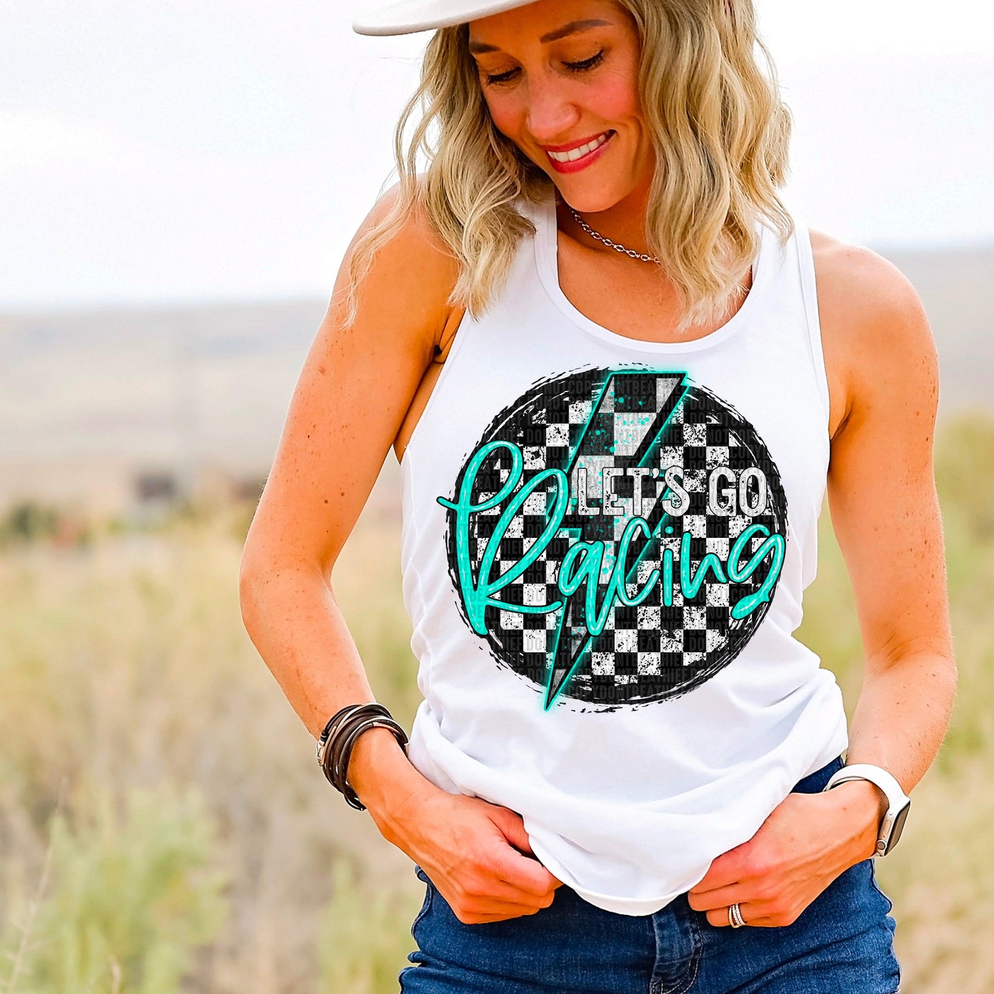 Let's Go Racing Teal DTF Transfer