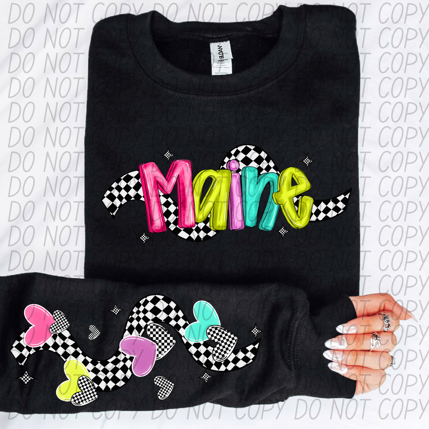 Maine Bright Checker State DTF Transfer