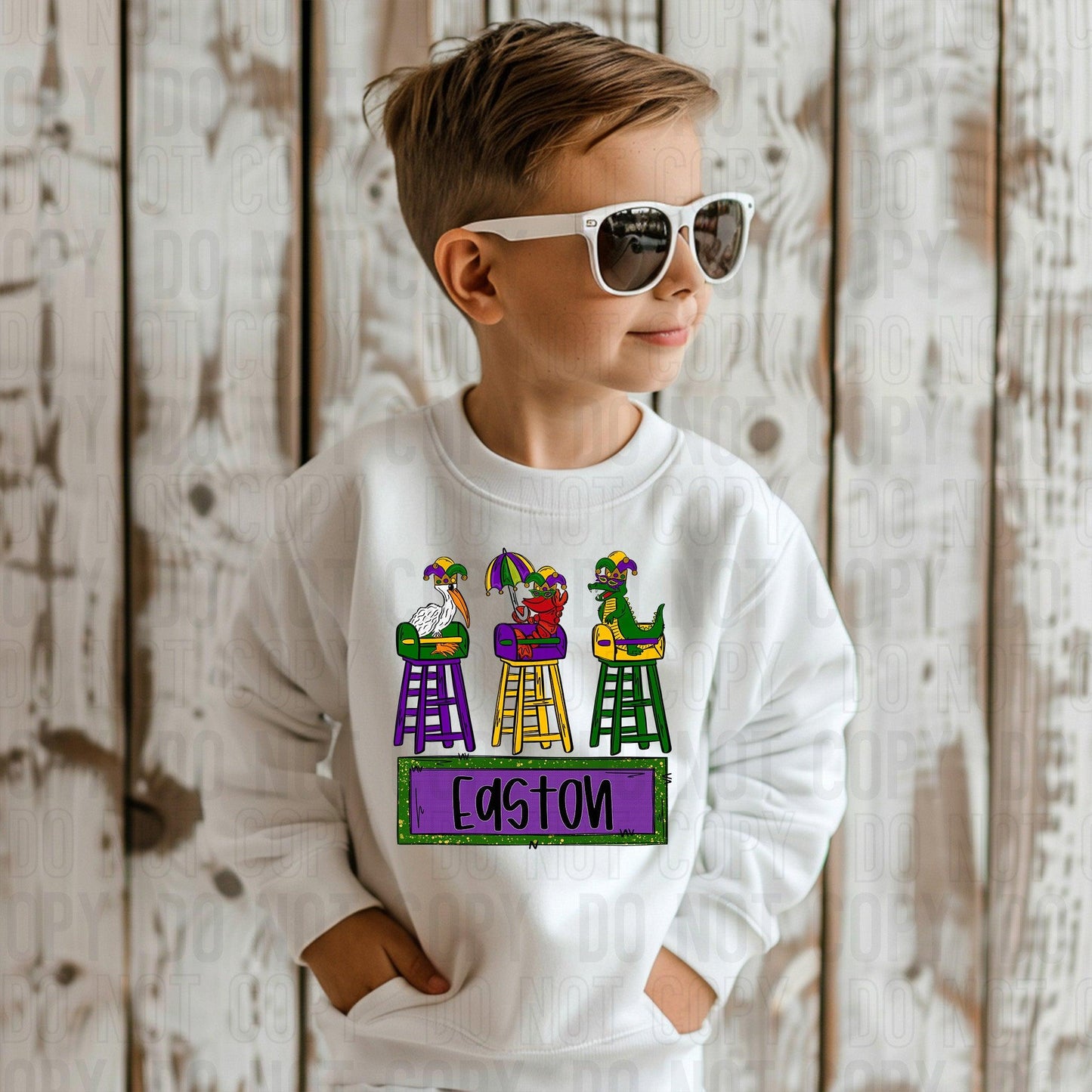 Mardi Gras Animals (Neutral) Custom/Name Personalized Name Plate DTF Transfer