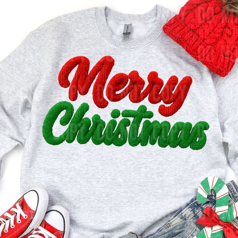 Merry Christmas Fuzzy Faux DTF Transfer