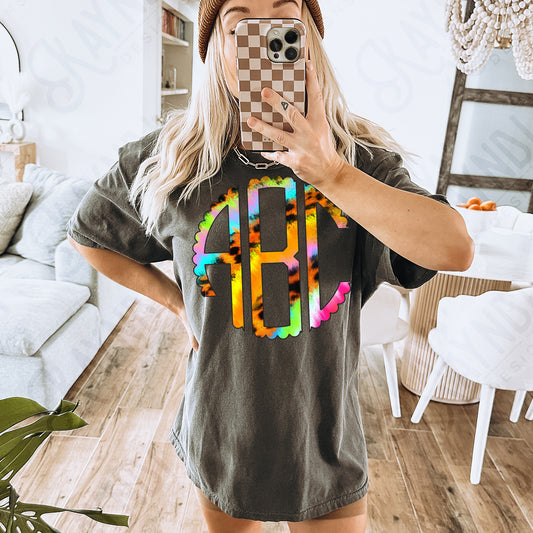Electric Cheetah Monogram DTF Transfer