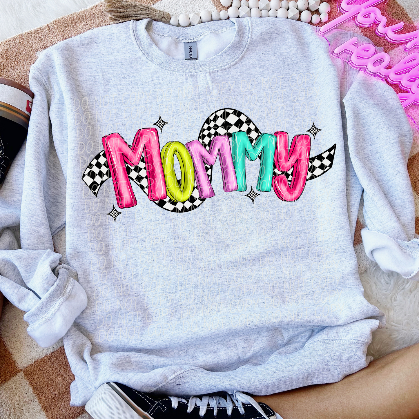 Mommy Bright Checker DTF Transfer