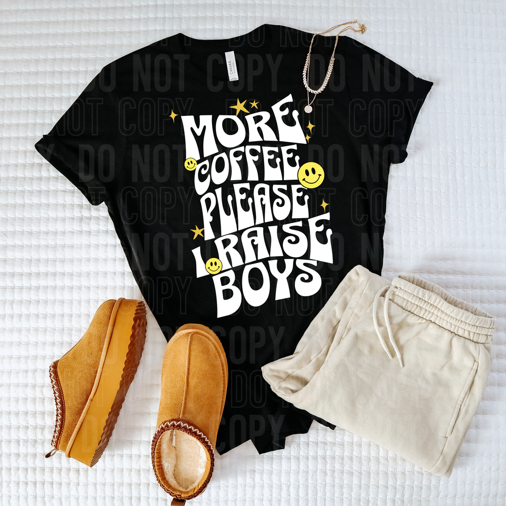 More Coffee Boys White Font DTF Transfer