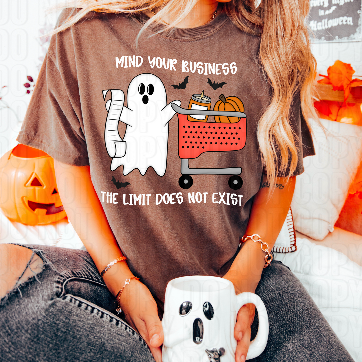 Mind You Business White Font DTF Transfer