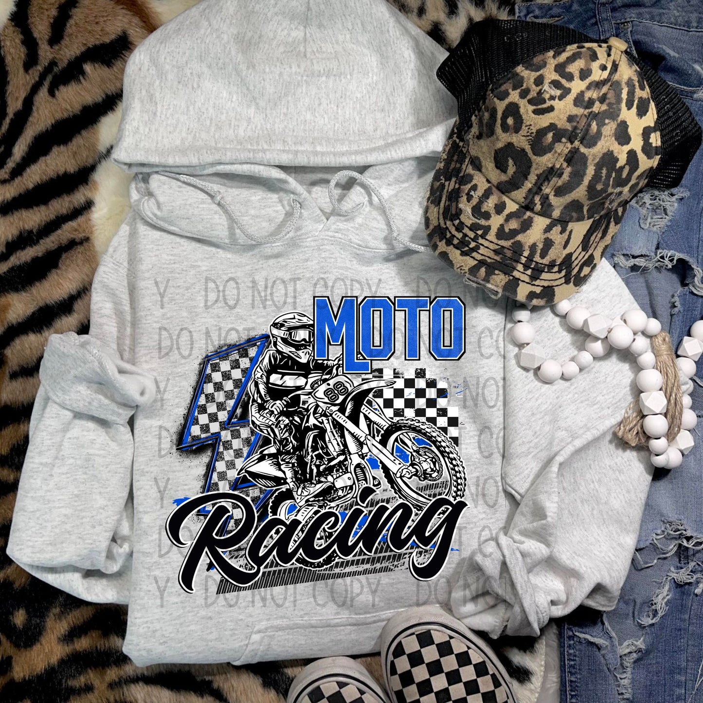 Moto Racing Blue DTF Transfer