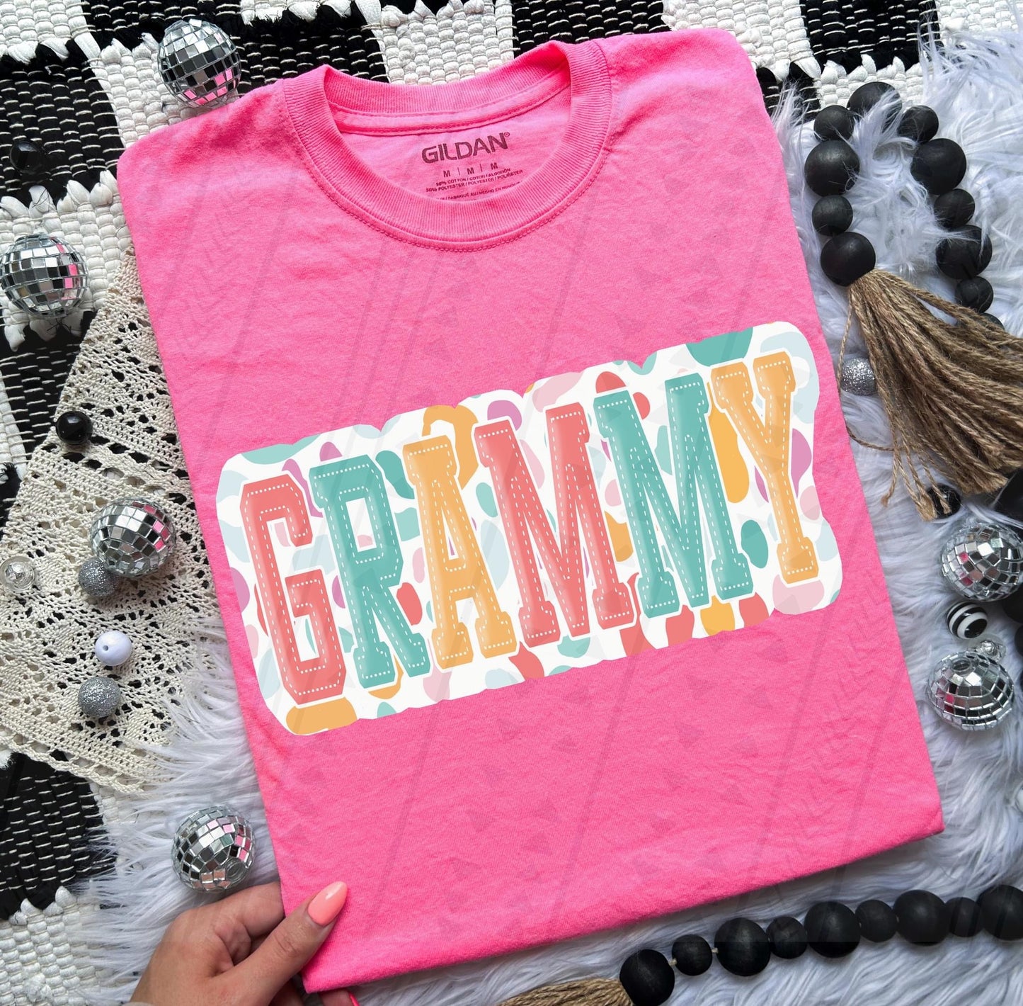 Grammy Multi-Leopard Stitched DTF Transfer