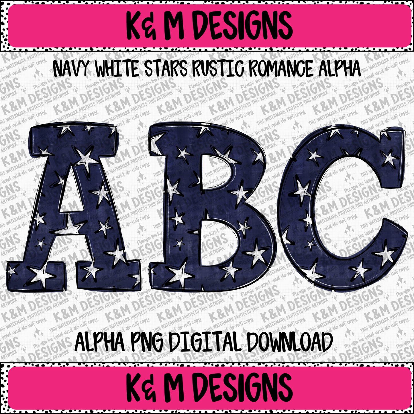 Navy White Stars Rustic Romance Alpha PNG Set Digital Download