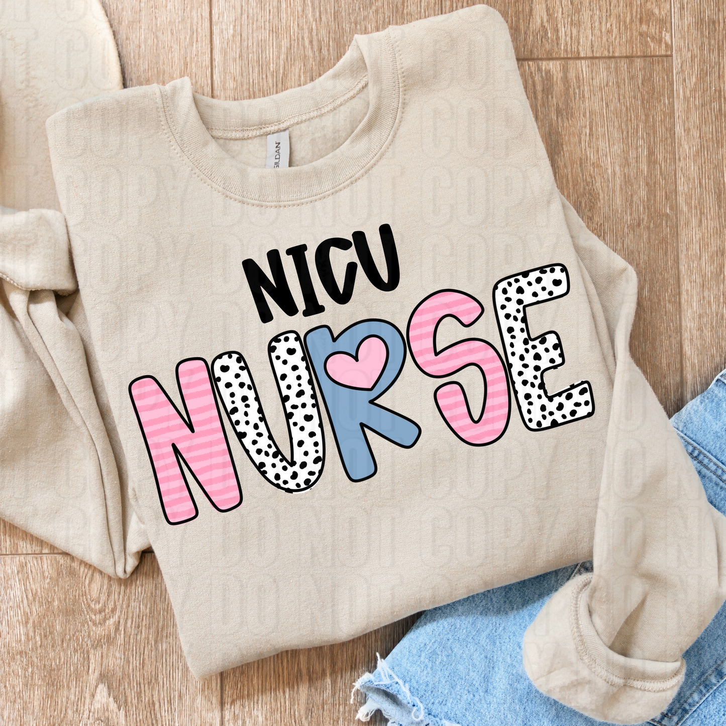 NICU Nurse Hearts DTF Transfer