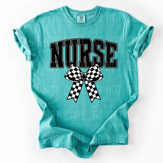 Nurse Checkered Bow DTF Transfer
