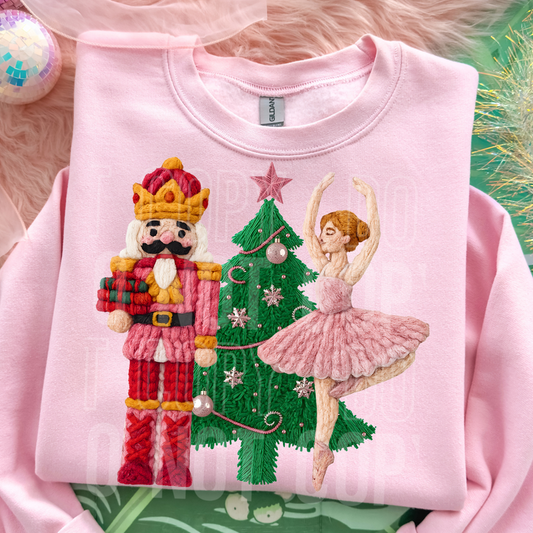 Nutcracker & Ballerina Yarn Faux DTF Transfer