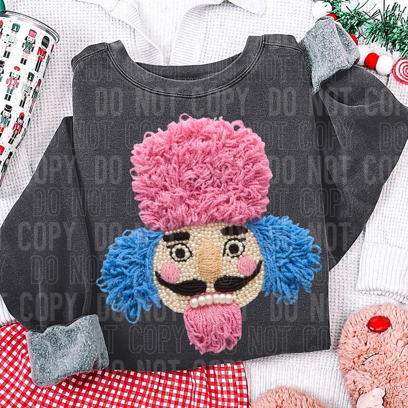 Pink & Blue Nutcracker Yarn Faux DTF Transfer