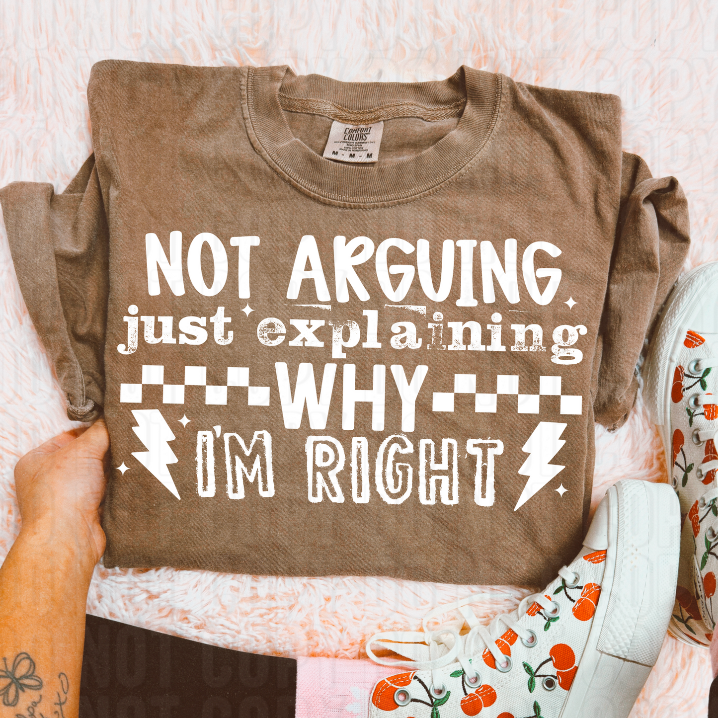 Not Arguing White Font DTF Transfer