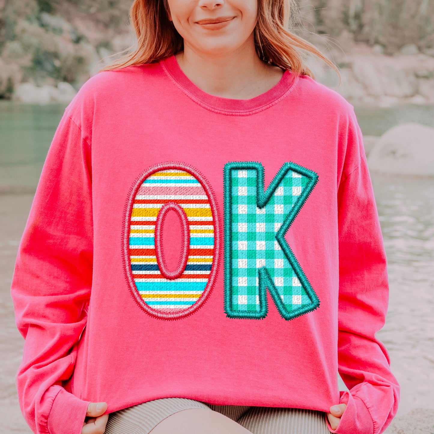 OK Spring Embroidery Faux DTF Transfer