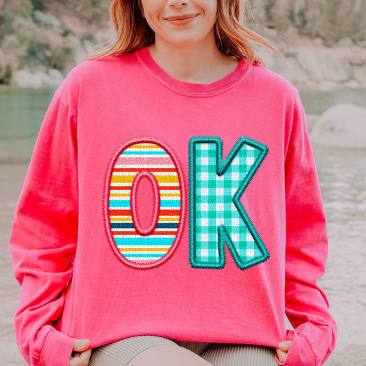 OK Spring Embroidery Faux DTF Transfer