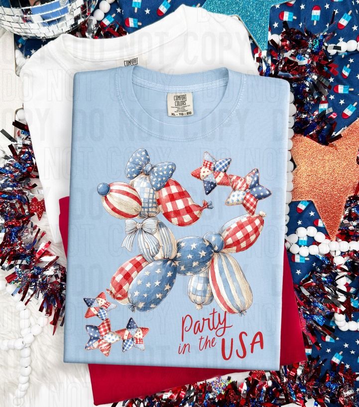 Party In The USA Balloon Dog DTF Transfer