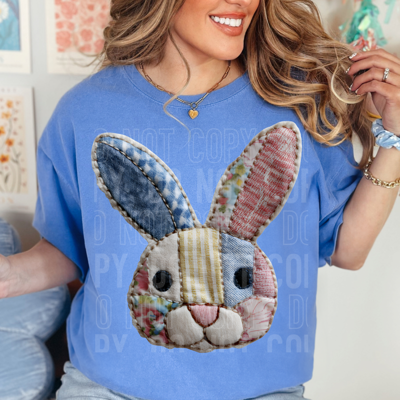 Easter Bunny Patchwork Faux DTF Transfer