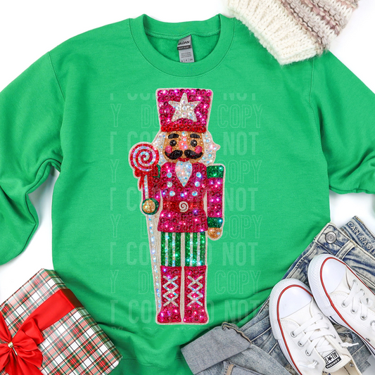 Pink Nutcracker Sequined Faux DTF Transfer