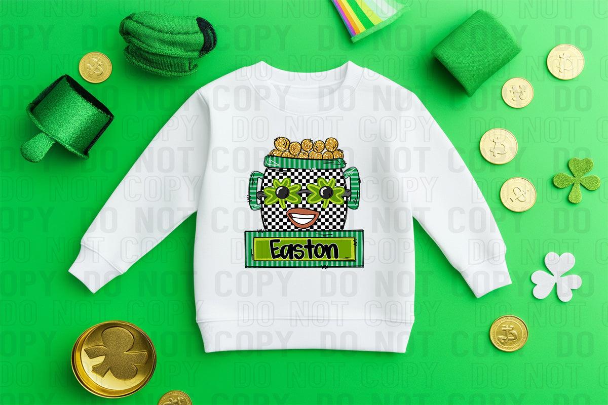 Pot Of Gold With Sunglasses (Boy) Custom/Name Personalized Name Plate DTF Transfer