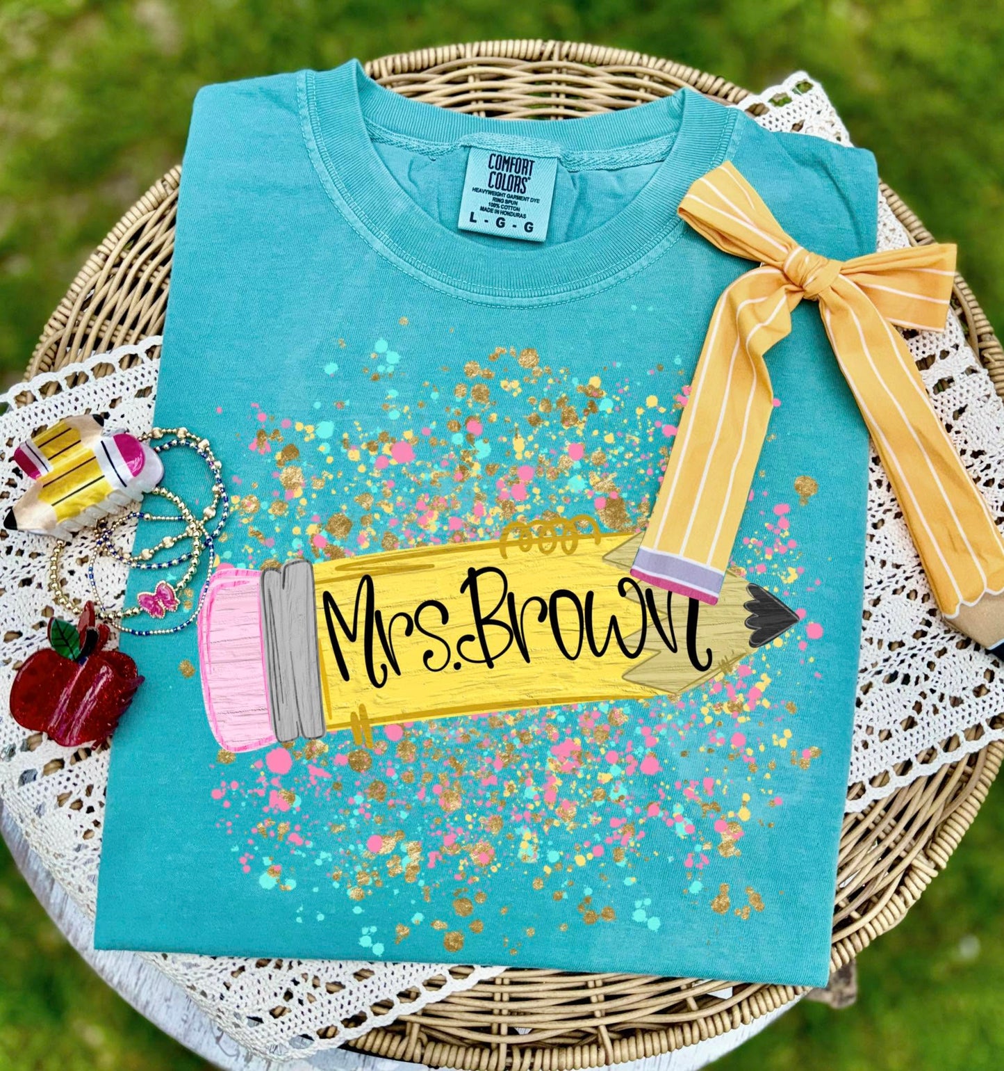 Pencil Splatter Custom Name DTF Transfer