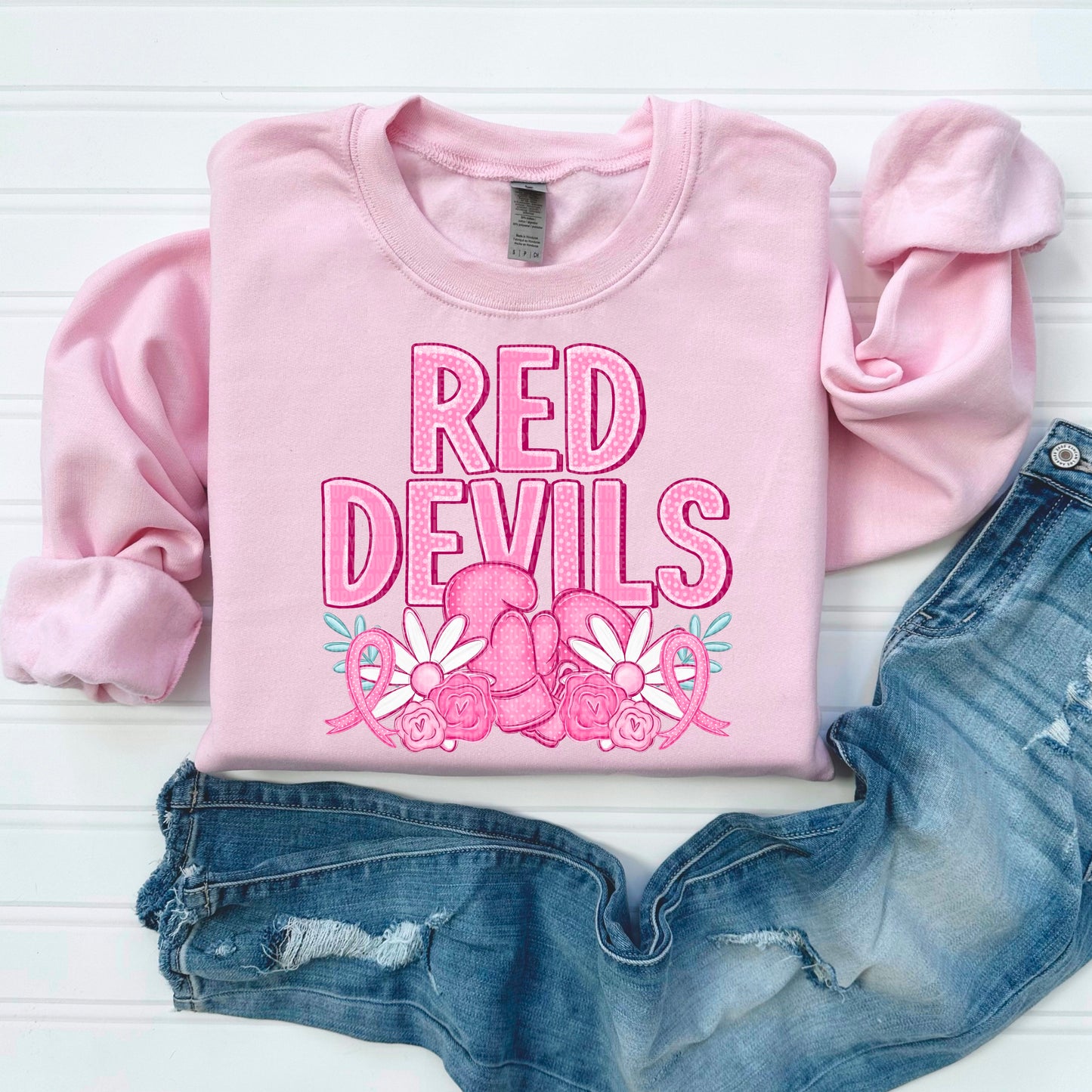 Red Devils Pink Out Mascot DTF Transfer