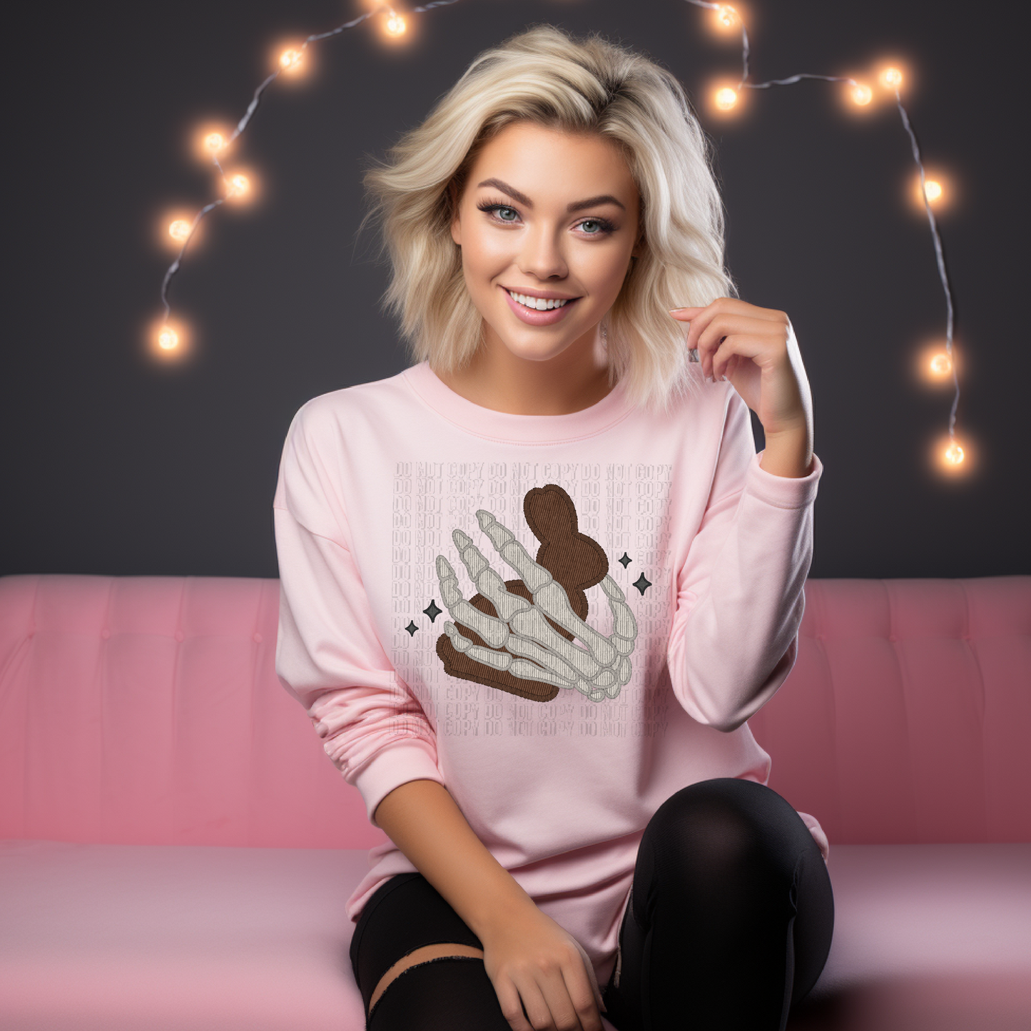 Plain Chocolate Bunny Skeleton DTF Transfer