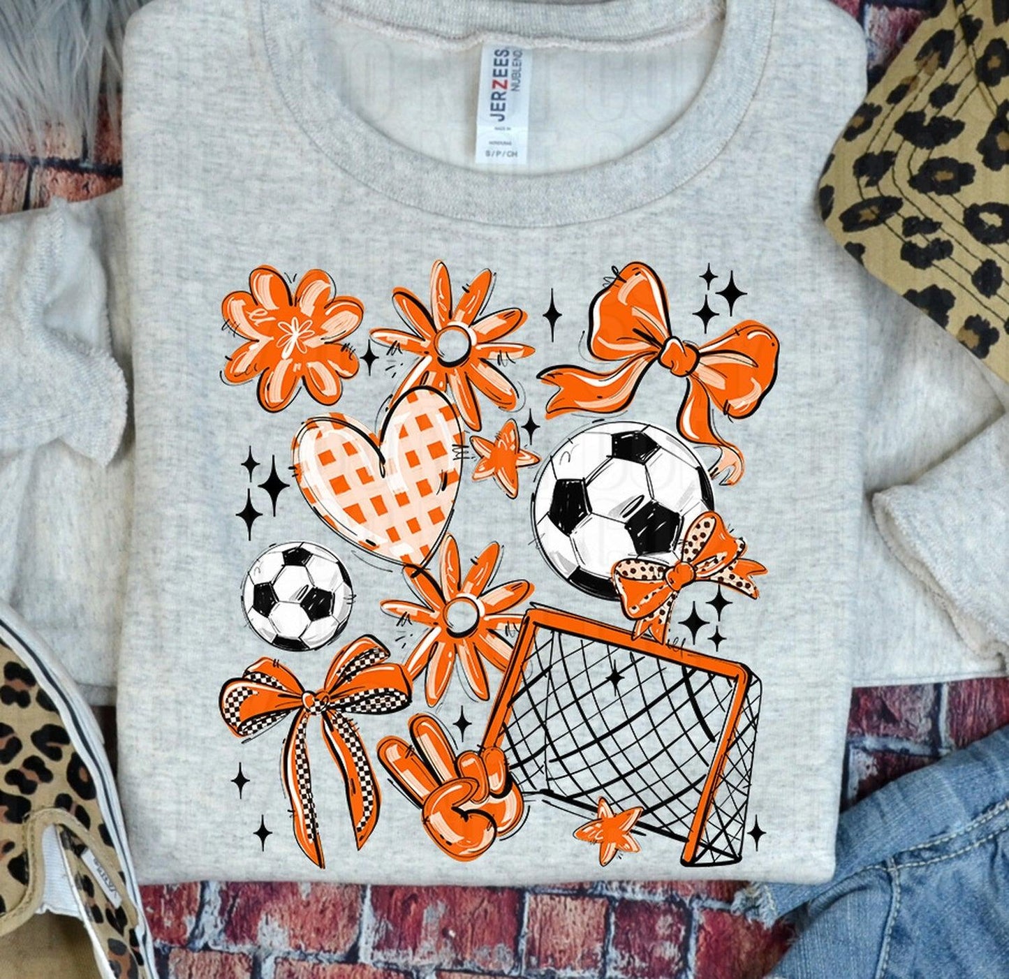 Play Ball Soccer Collage Orange DTF Transfer