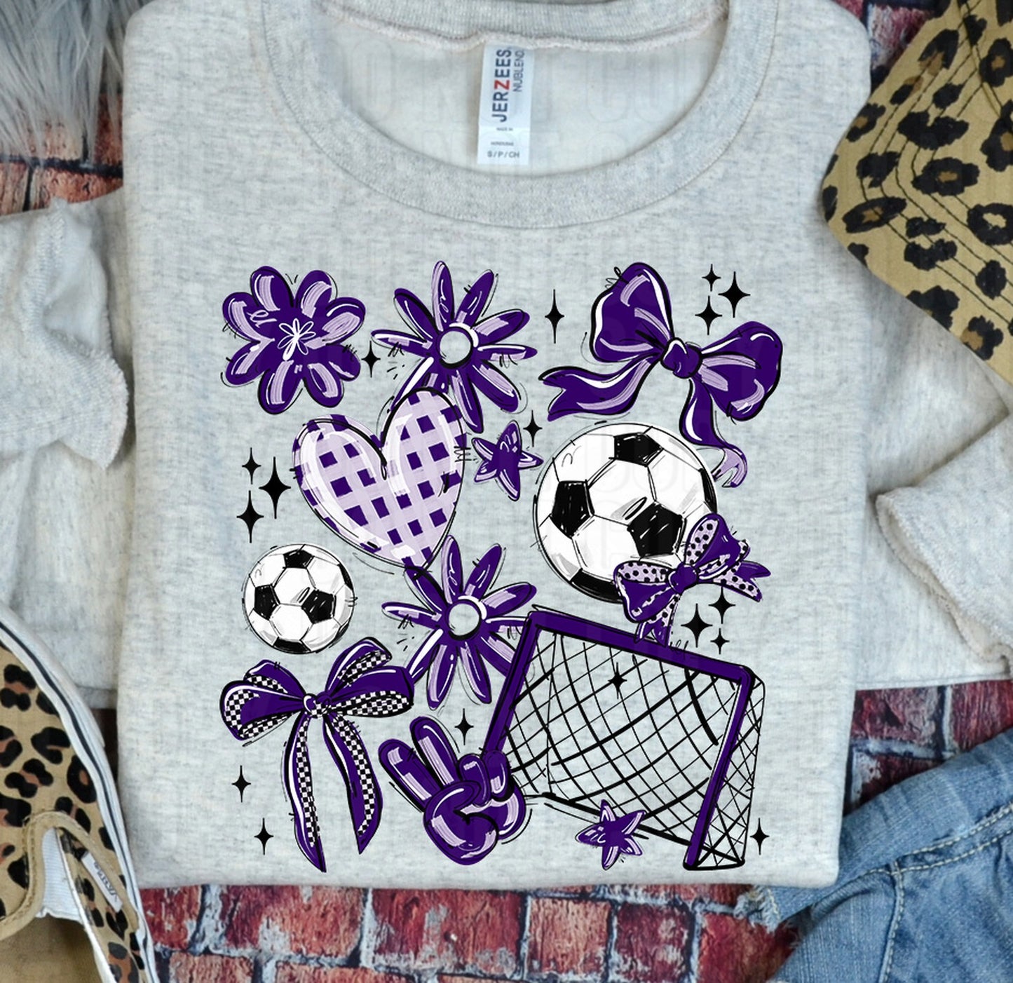 Play Ball Soccer Collage Purple DTF Transfer