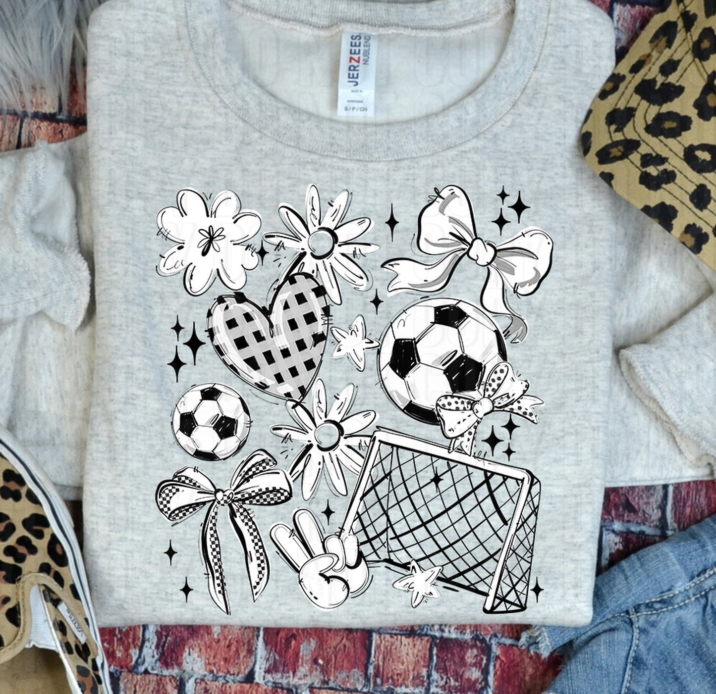 Play Ball Soccer Collage White DTF Transfer