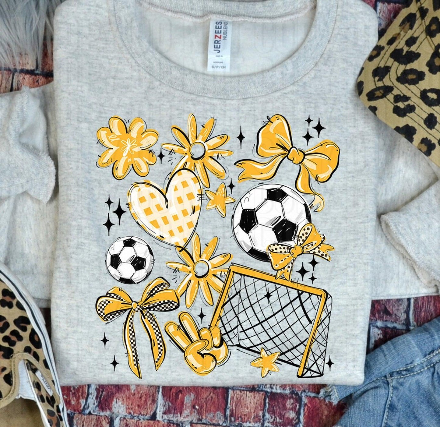 Play Ball Soccer Collage Yellow DTF Transfer