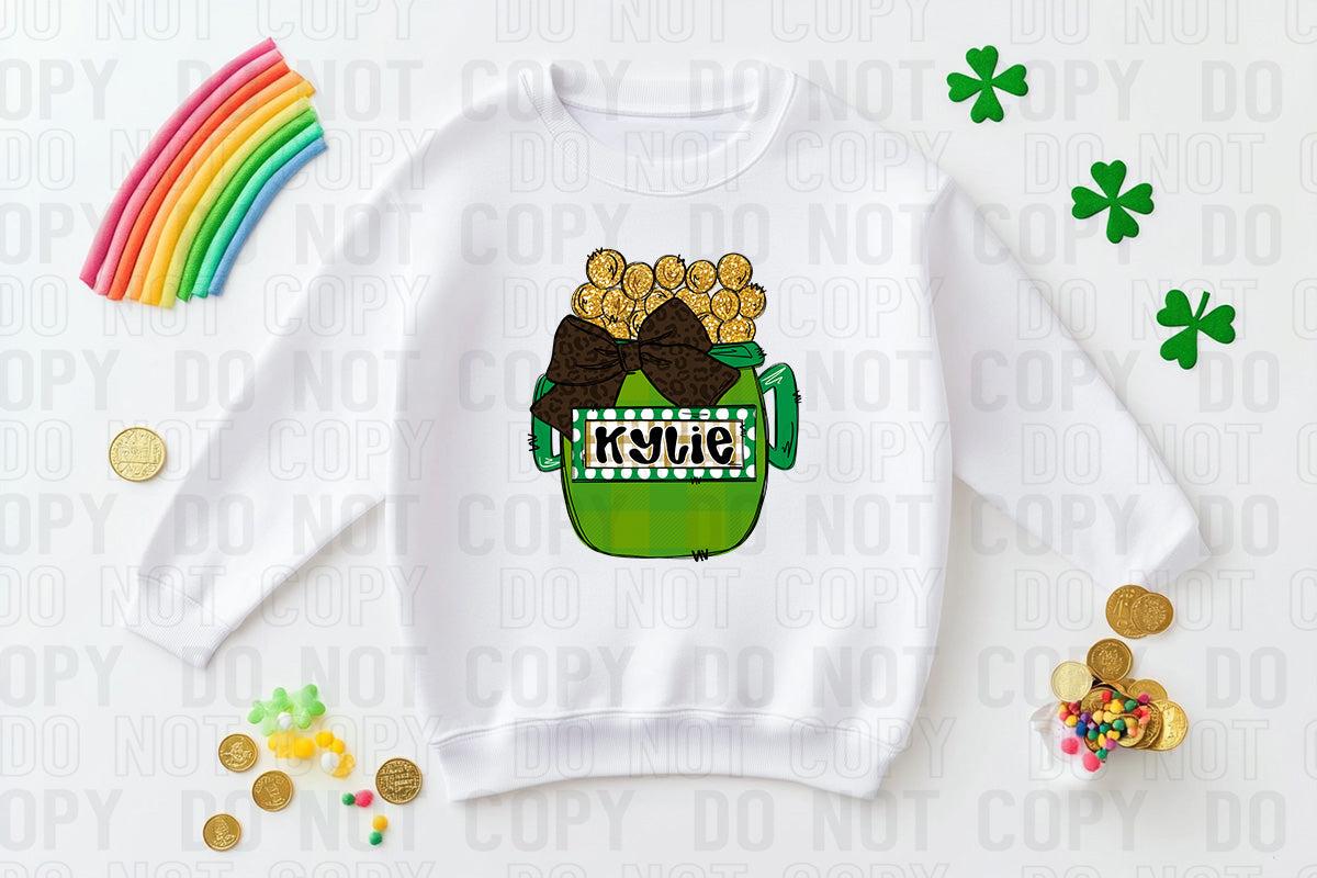 Pot Of Gold W/ Bow (Girl) Custom/Name Personalized Name Plate DTF Transfer