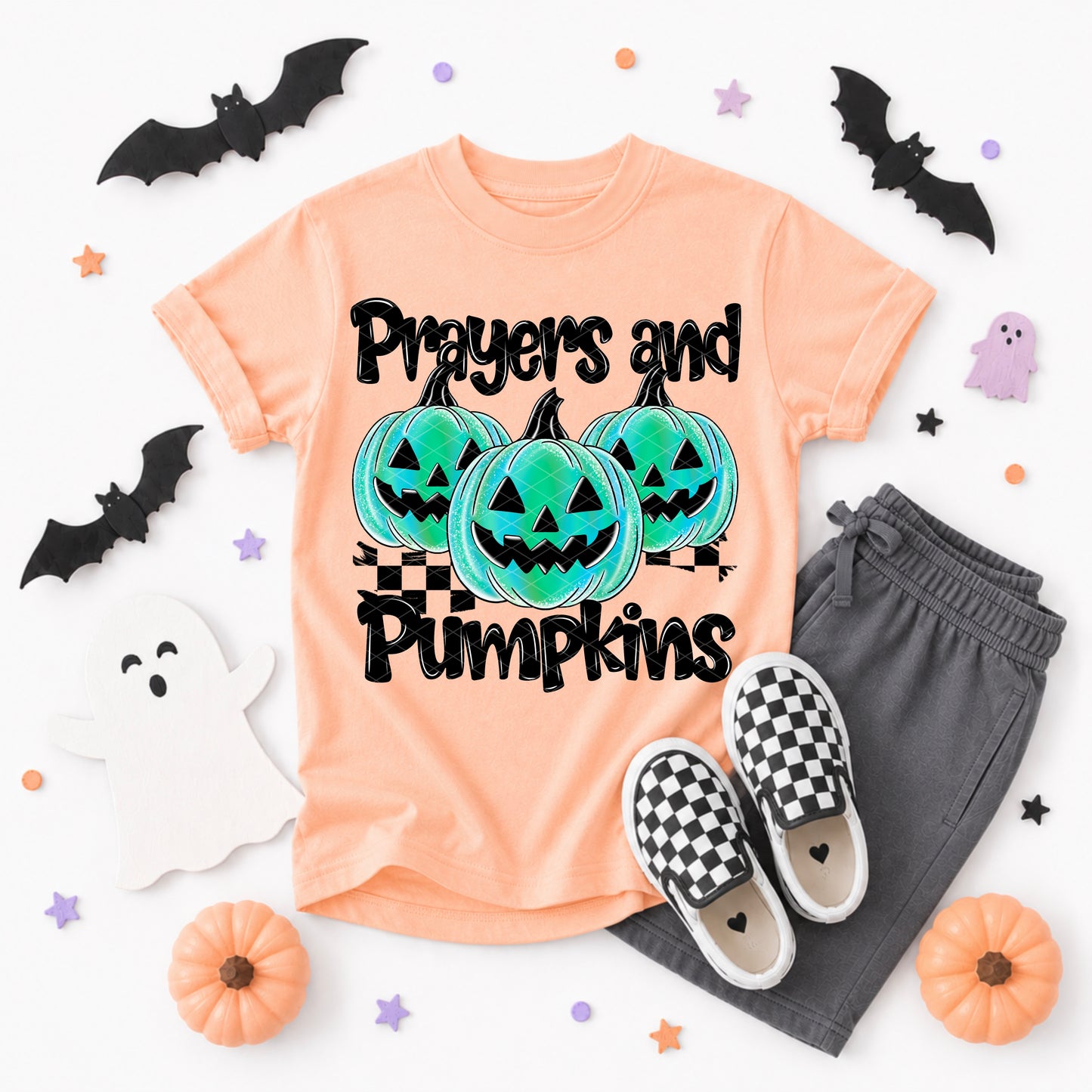 Prayers And Pumpkins Blue DTF Transfer