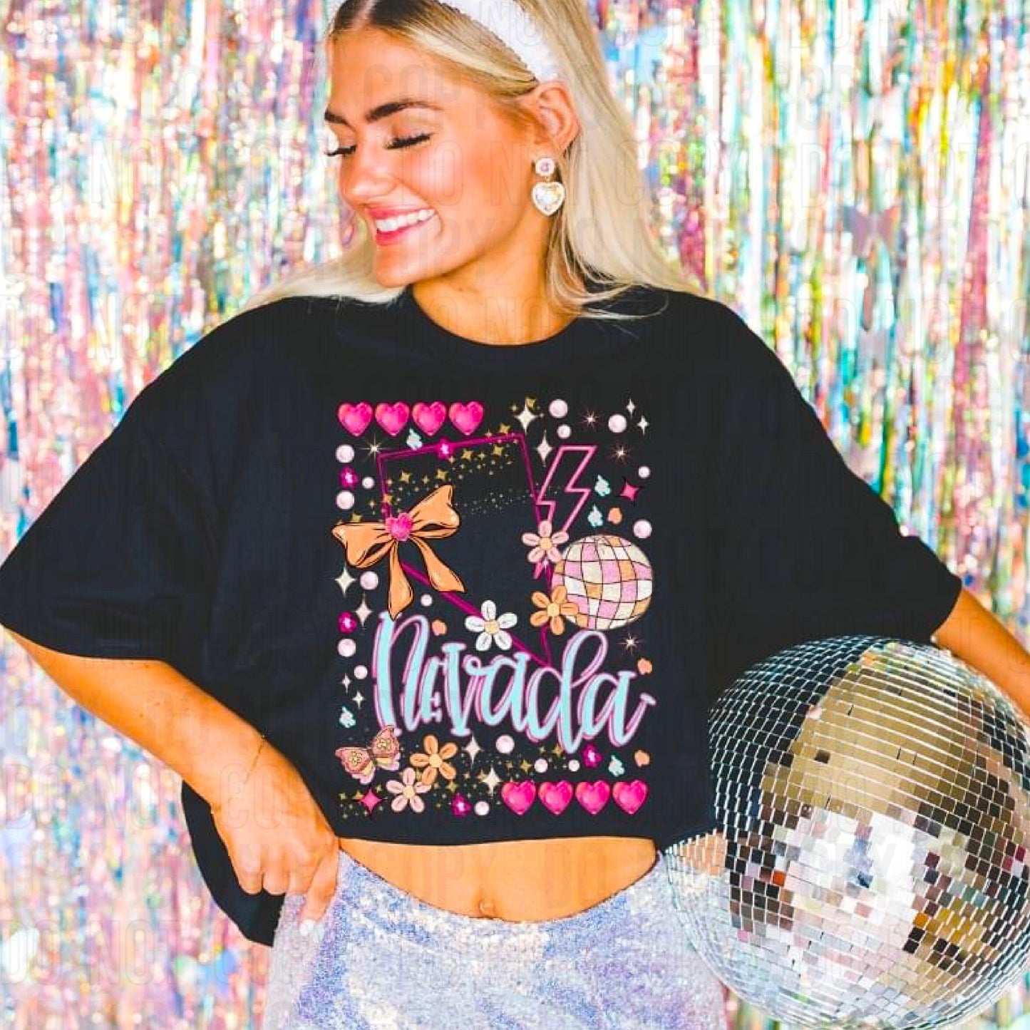 Preppy Disco State Nevada DTF Transfer