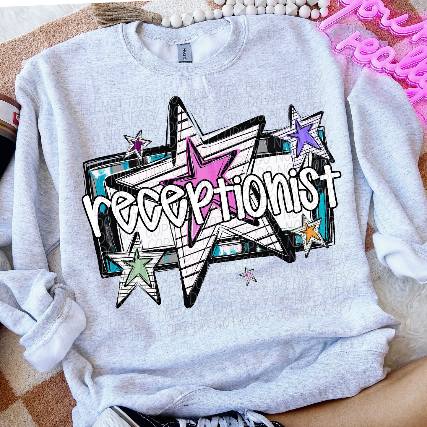 RECEPTIONIST CS Bright Stars DTF Transfer