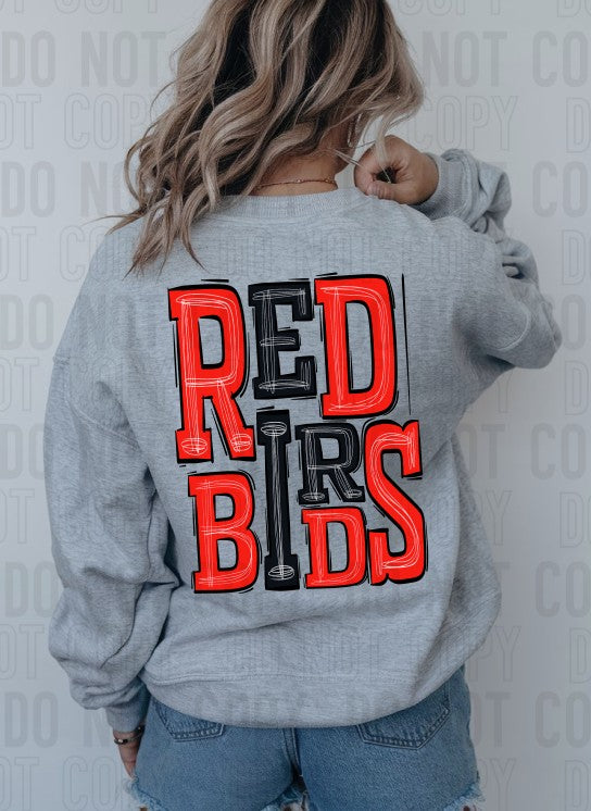 Red Birds Red/Black Sporty Mascot DTF Transfer