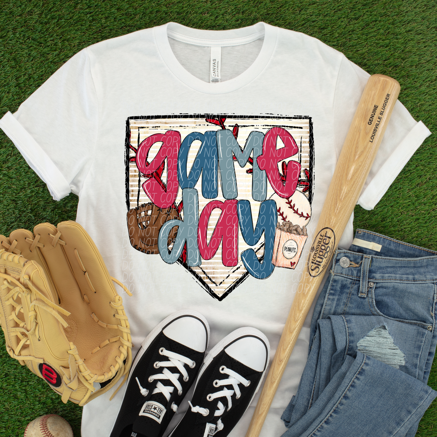 Red Blue Game Day Baseball DTF Transfer