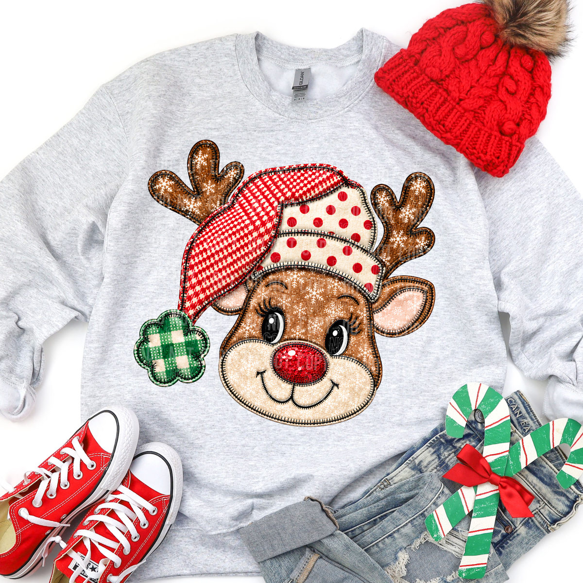 Reindeer Faux Embroidery DTF Transfer