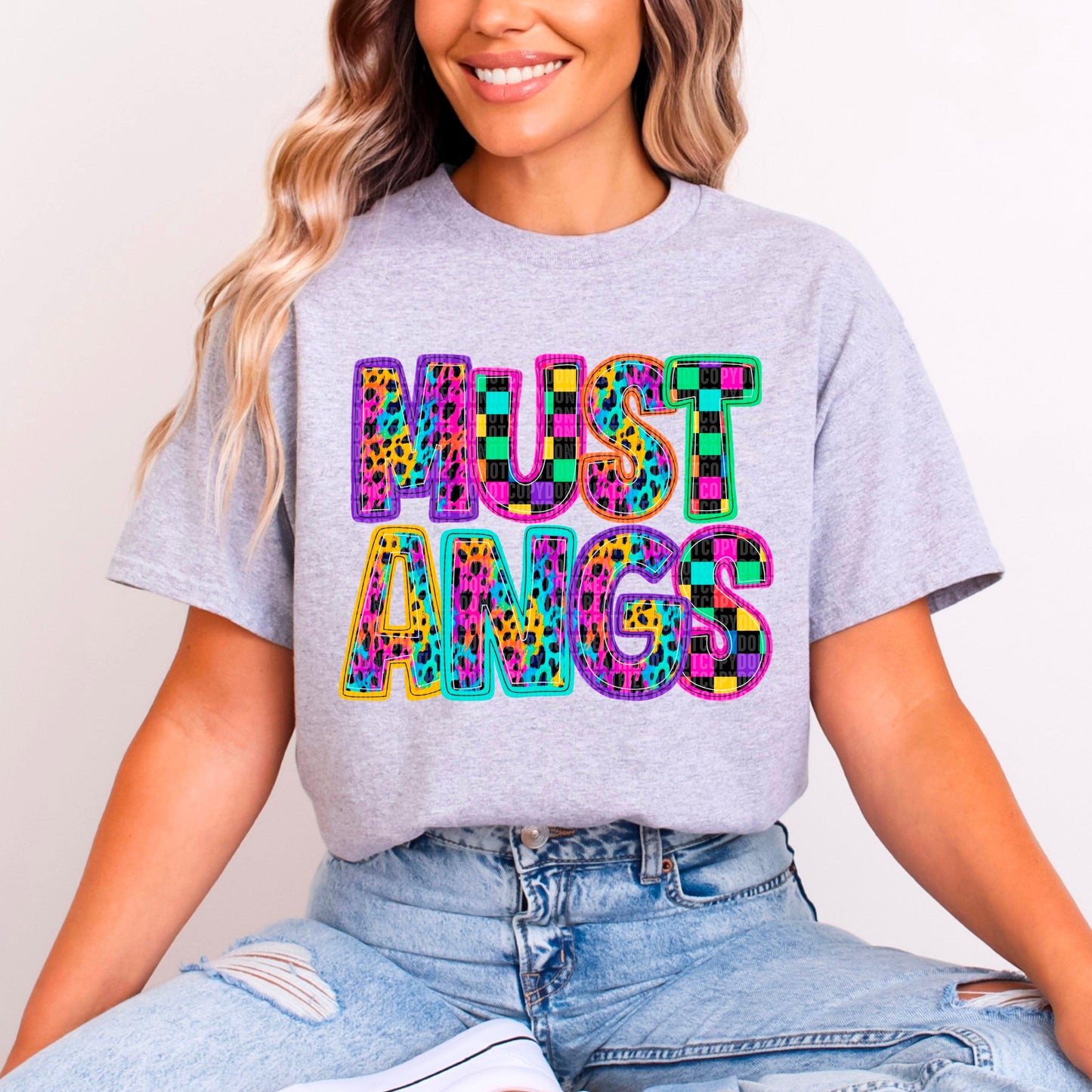 Mustangs Rainbow Mascot DTF Transfer