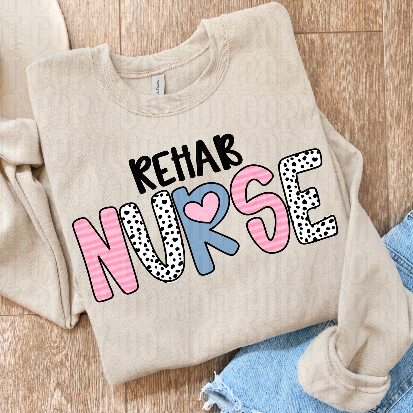 Rehab Nurse Hearts DTF Transfer