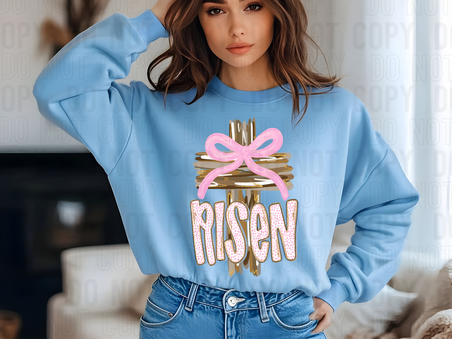 Risen Cross With Bow DTF Transfer